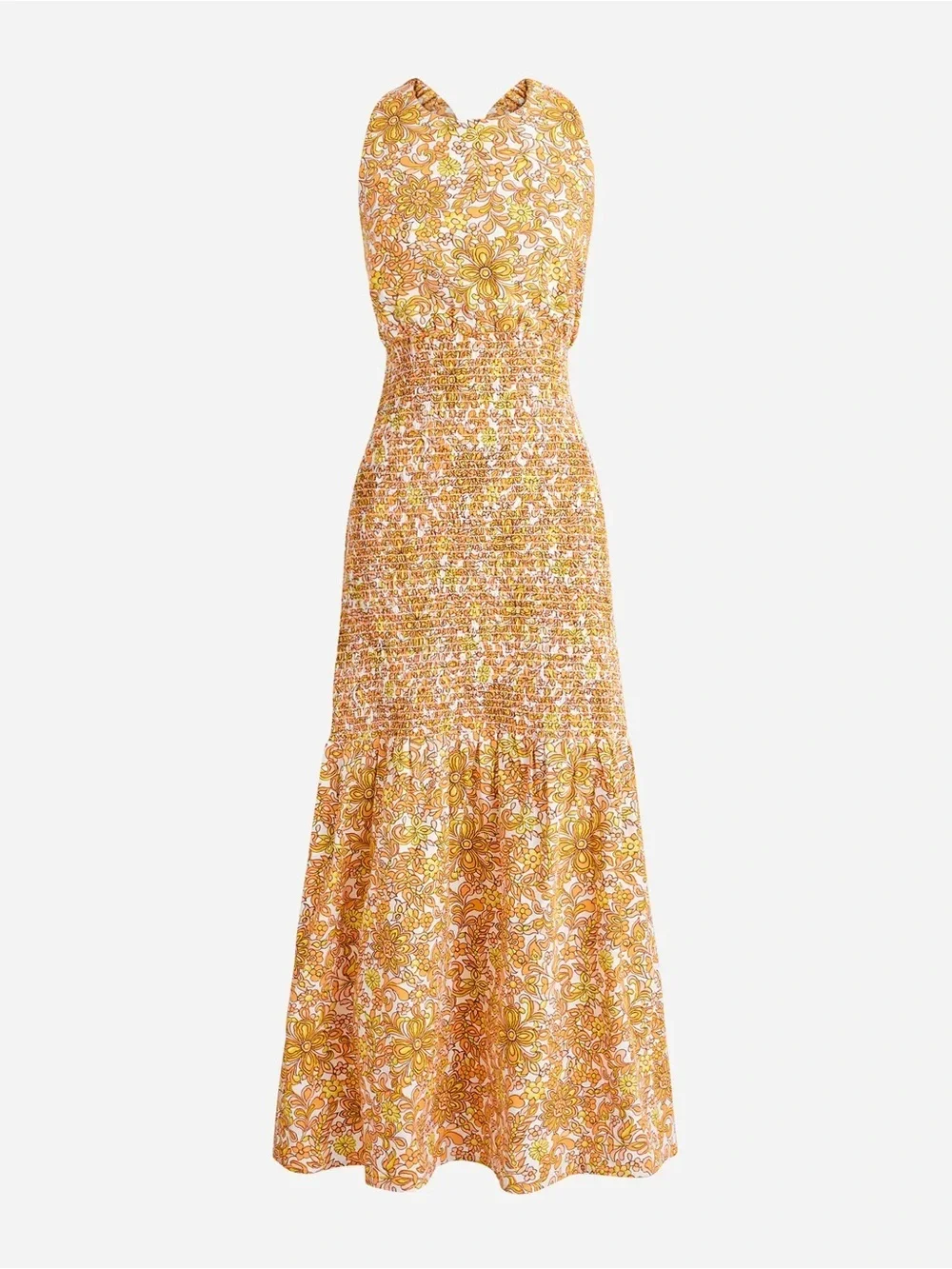 NWT J. Crew Smocked cross-back dress in medallion floral